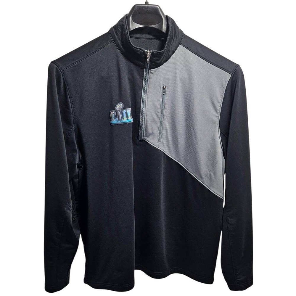 Cutter and Buck Super Bowl‎ LIII 53 Quarter Zip Pullover Mens Black Gray Eagles